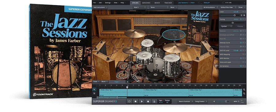 超级鼓手 3  The Jazz Sessions SDX  爵士乐会议 扩展包使用Superior Drummer 3主程序加载
