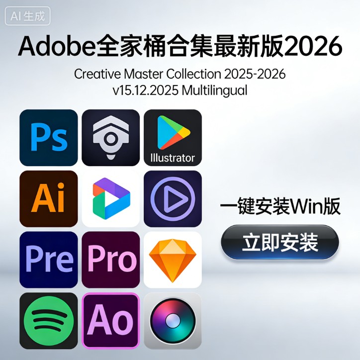Adobe全家桶合集最新版2026 Creative Master Collection 2025-2026 v15.12.2025 Multilingual 一键安装Win版