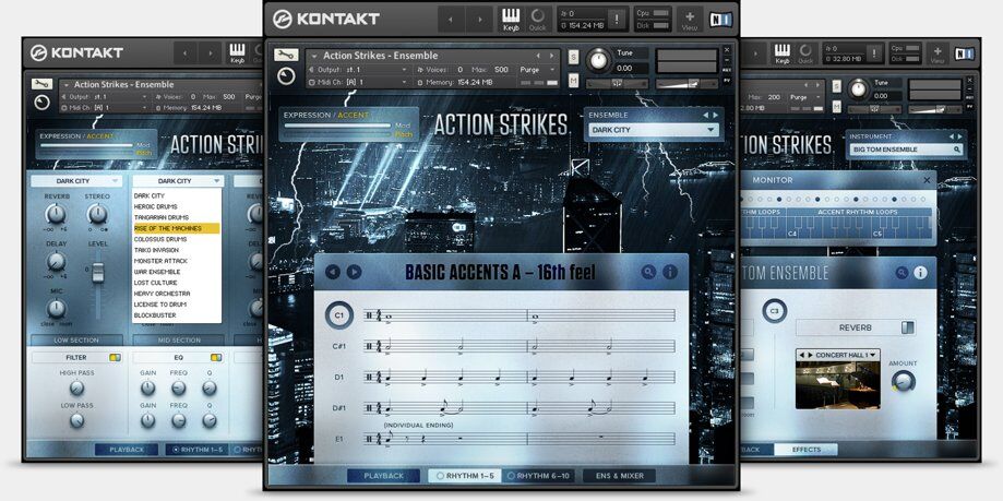 Kontakt鼓音源Action Strikes Library 电影交响打击康泰克鼓音源[WIN/MAC 3GB]