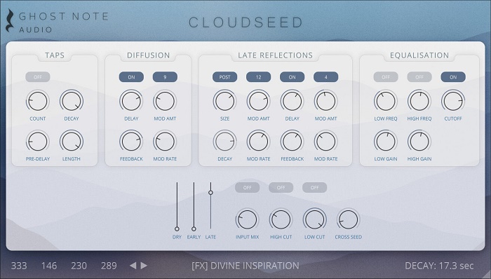 算法混响效果器Ghostnoteaudio Cloud Seed v2混音录音后期混响效果插件 WIN