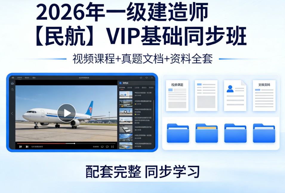 2026年一级建造师【民航】VIP基础同步班视频课程真题文档资料全套