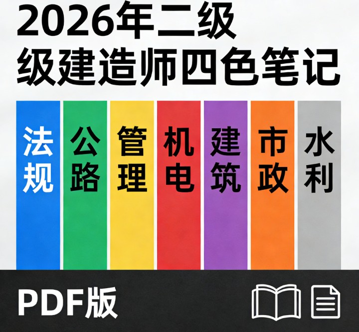 2026年二级建造师四色笔记PDF法规公路管理机电建筑市政水利pdf
