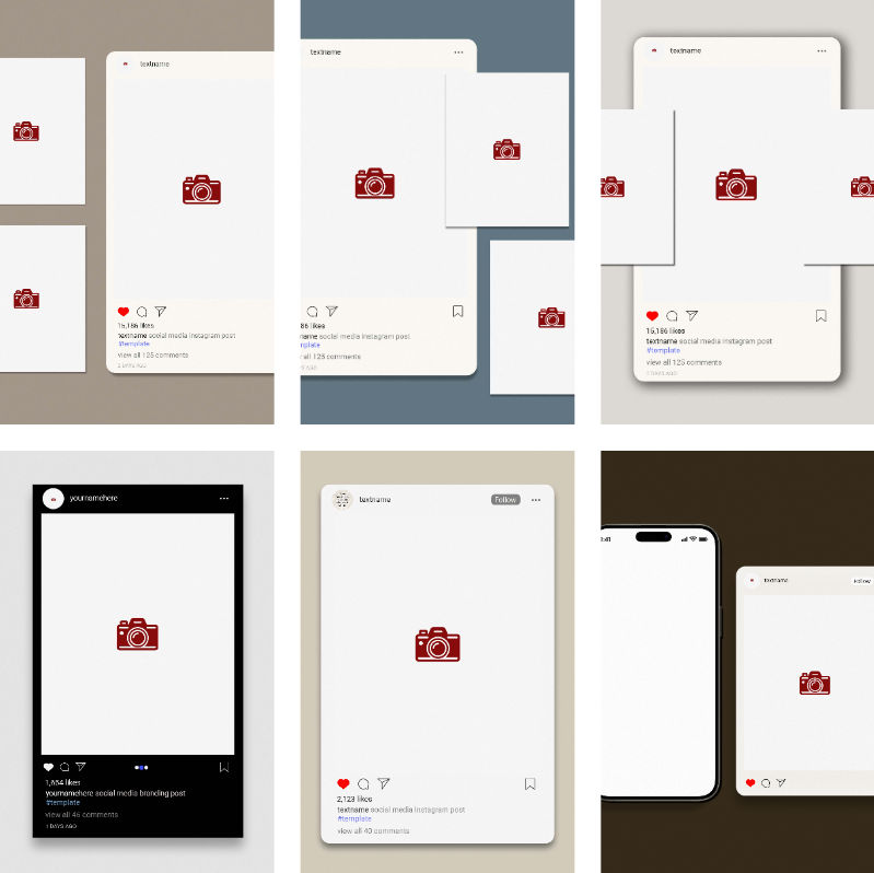 15款文艺简约ins界面ig照片社交媒体PS样机模版品牌智能贴图设计素材