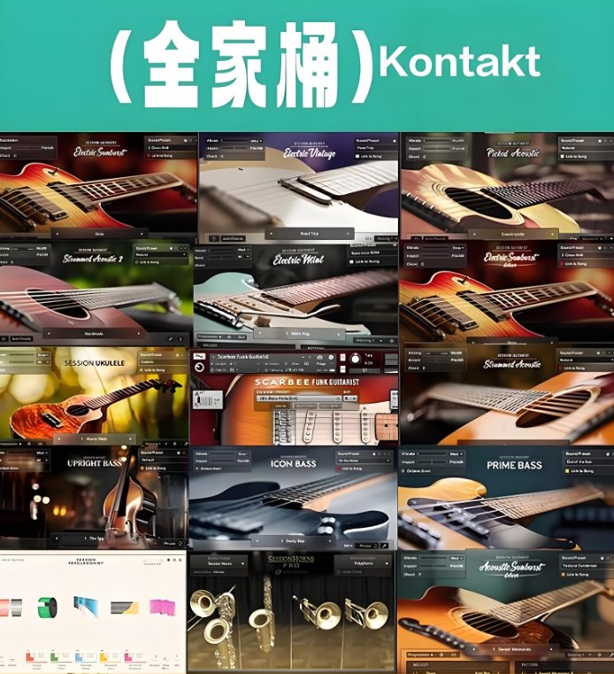 Native Instruments 20把吉他音源全家桶 Native Instruments Session Guitarist/Bassist自动伴奏扫弦电木吉他贝斯 [KONTAKT]（271GB+）