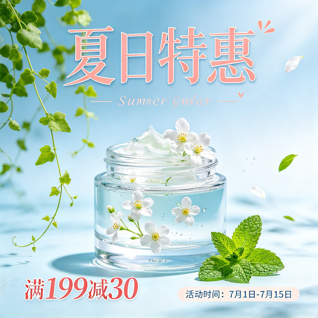 按照参考图生成一张小清新的电商海报退