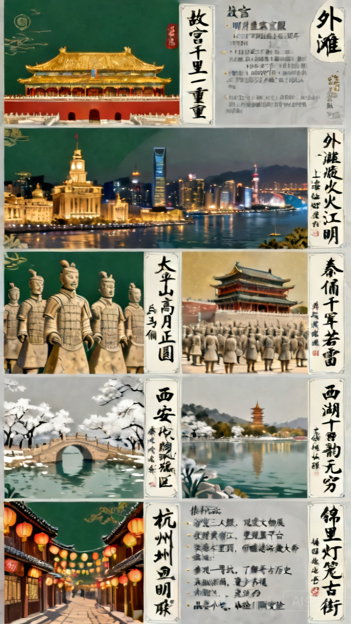竖版长图设计，中国旅游主题海报，包含北京